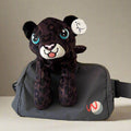 plush black leopard and charcoal grey adaptable fanny bag