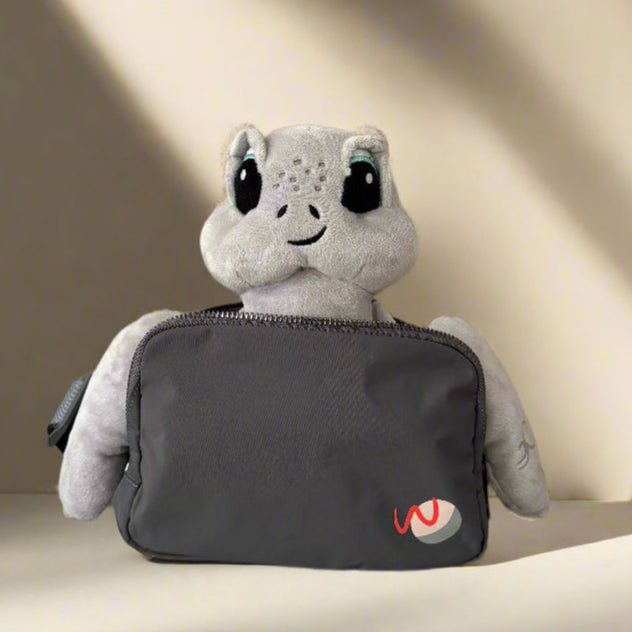 weighted sea turtle in charcoal grey adaptive hospital bag