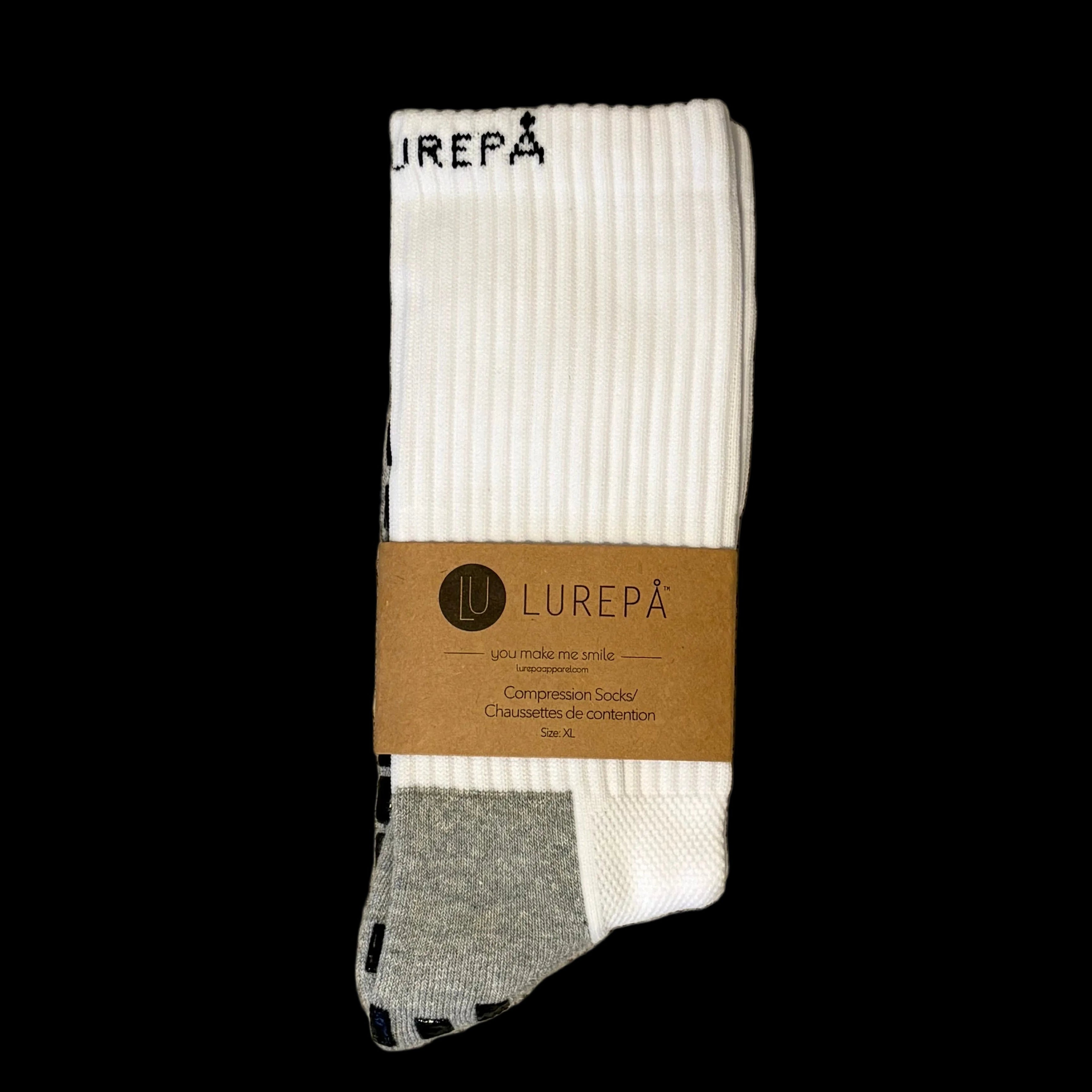 Pair of socks with a brand label