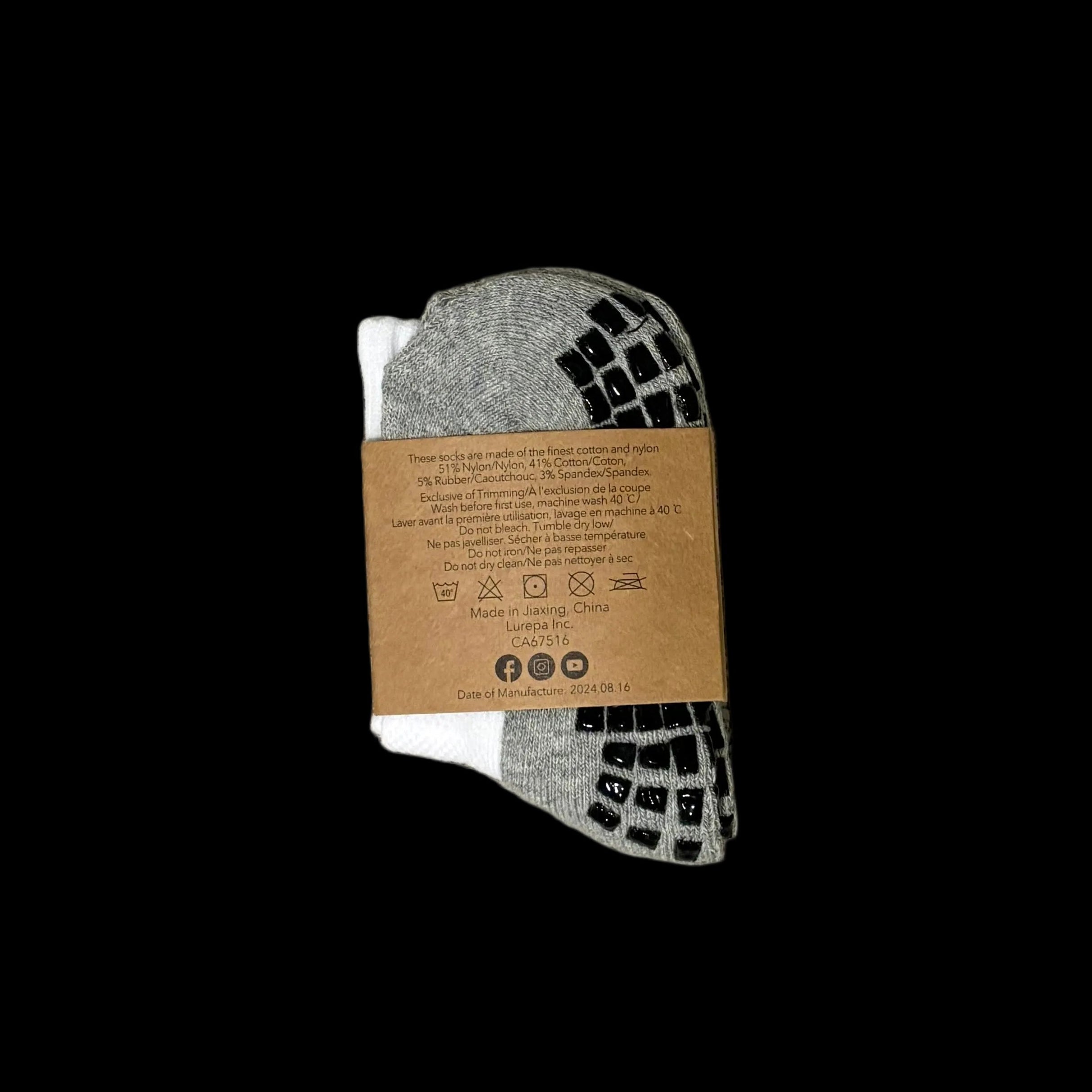 Cardboard box on socks