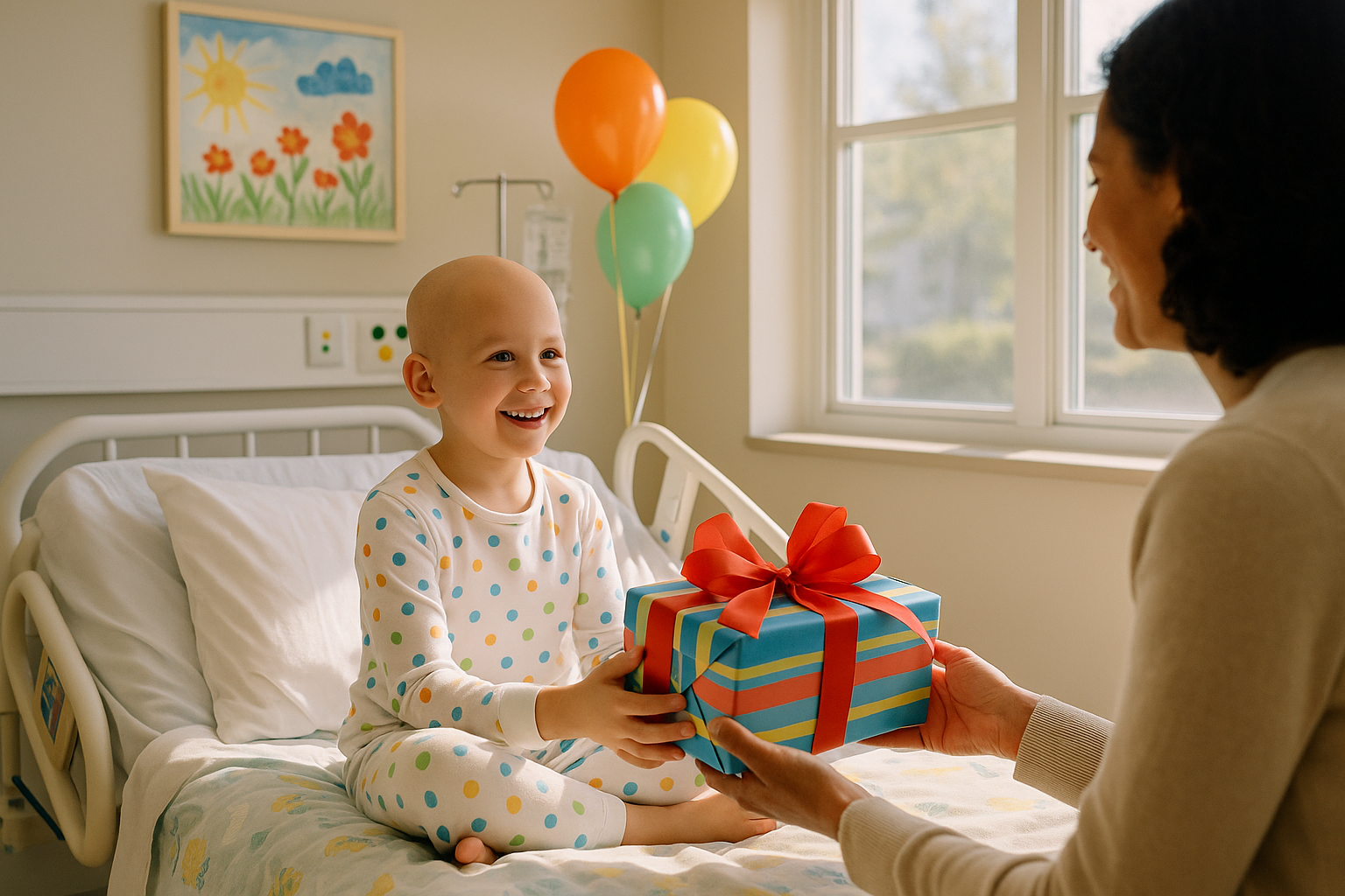 gift, child, hospital setting